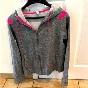 Under Armour Gray and Pink Zip-Up Hoodie, medium